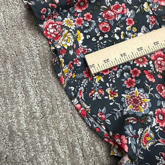 Ann Taylor Loft Dress Womens 14 Blue Floral Ruffle Hem Spring Summer Casual - Picture 11 of 12